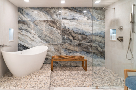 Spa Inspired Wet Room with Statement Stone Feature