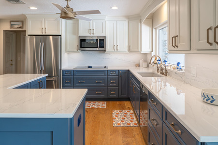 Coastal Navy and White Kitchen Remodel | Melbourne Beach, Fl