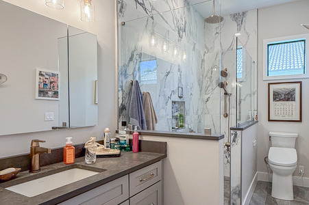Luxury Bathroom | Doorless Walk-in Marble Shower