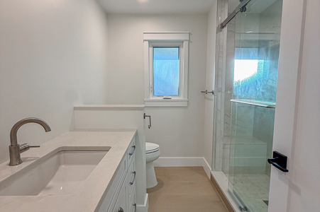 Modern Ivory Hallway Bathroom Remodel 